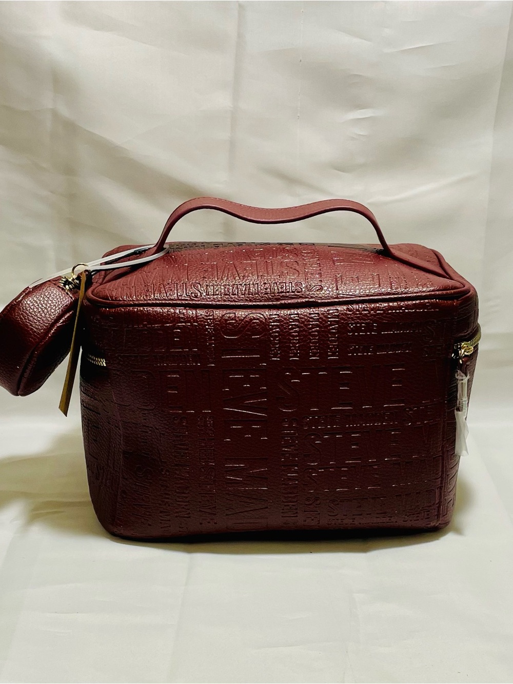 Steve Madden Logo Embossed Train Case Makeup Bag with Detachable Pouch, NWT - Picture 5 of 16